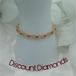 Red & White 30 Ct. Diamond Bracelet 14K Gold on 925 Silver